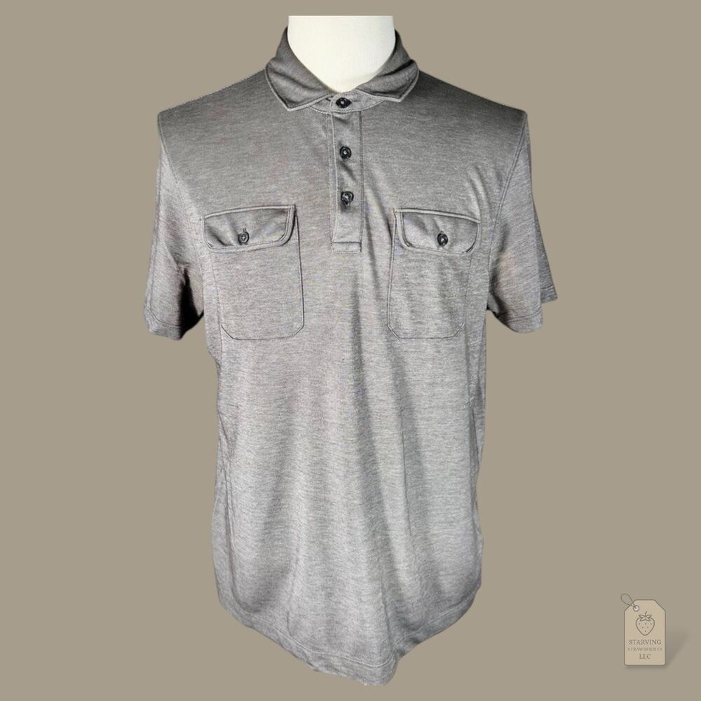 Men’s Michael Kors | Gray Polo Shirt Large | Short Sleeve Double Chest Pockets